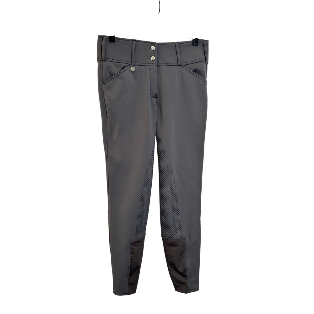 Horze Riding Breeches Women's Size 28 Gray Full Seat Silicone Fleece‎ Lined